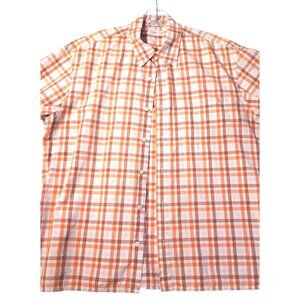J. Crew Men’s Orange/White Plaid Short-Sleeve Shirt M